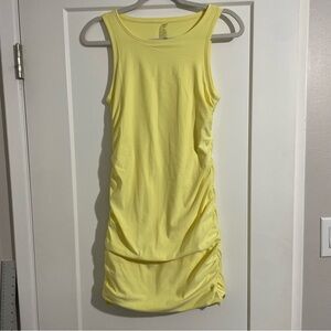 Beyond Yoga Featherweight Gather Mini Dress in Powder Yellow Heather